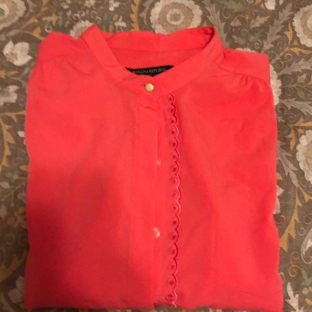 Long sleeved coral button down shirt
